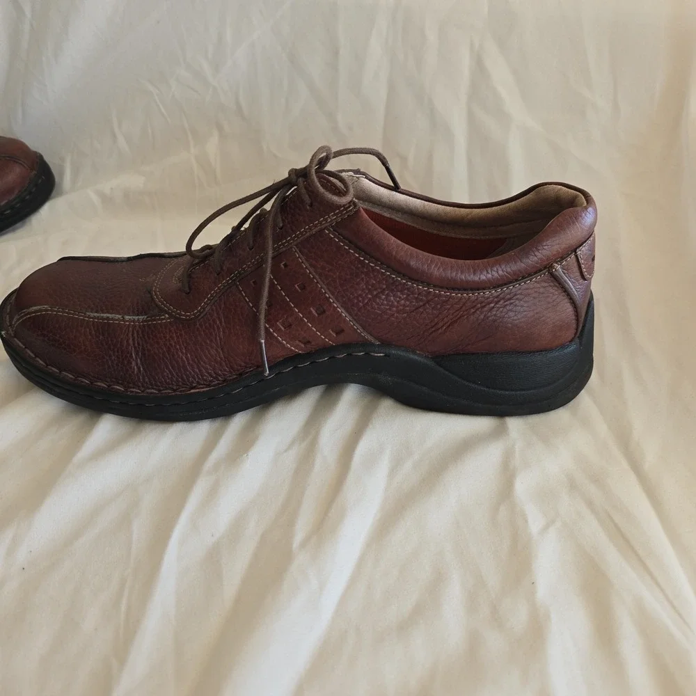 Clarks Casual Oxford Shoe 73106 Brown Leather Mens 11 M Bicycle Toe Comfort Work